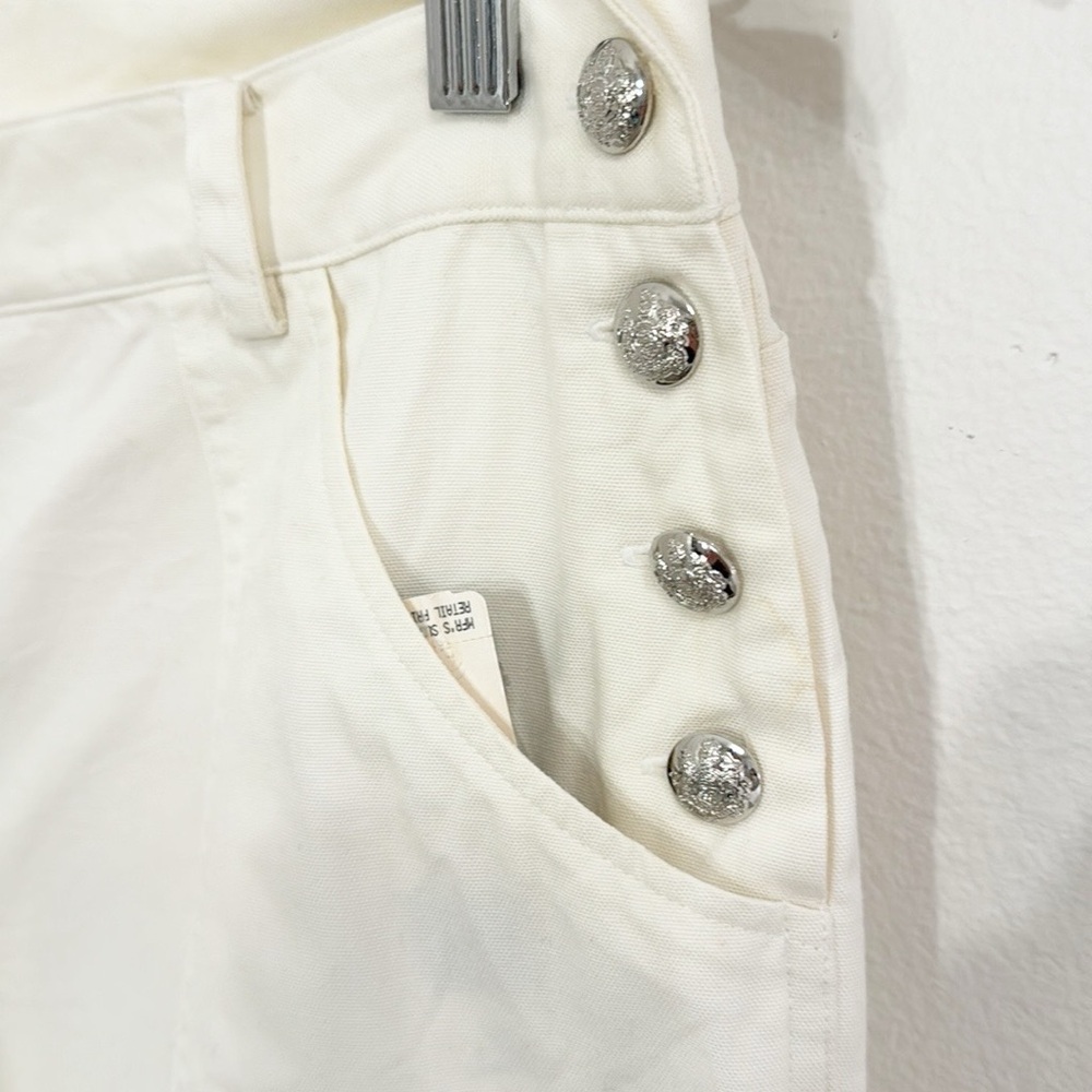LAUREN RALPH LAUREN Wide Leg Ivory Cotton Pants High Rise Size 6 NWT - Picture 3 of 7